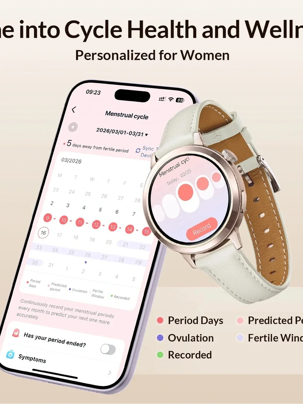 FANY Luna Stylish Leather Smartwatch for Women